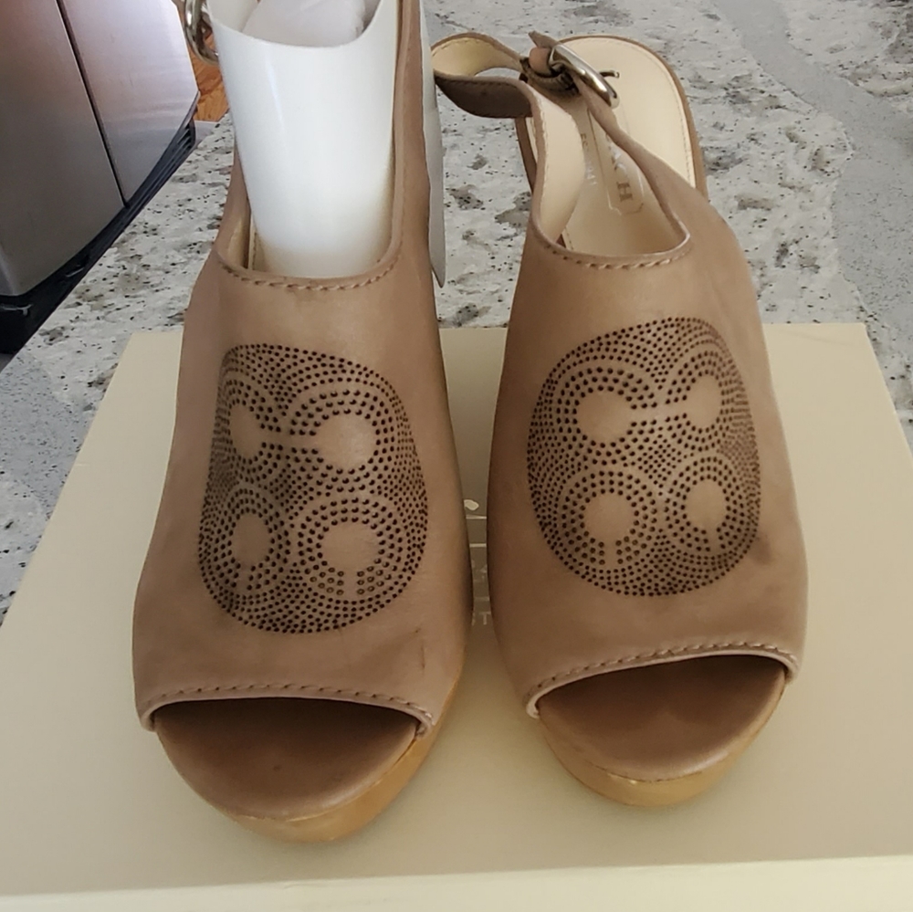 Coach beige wedge shoe